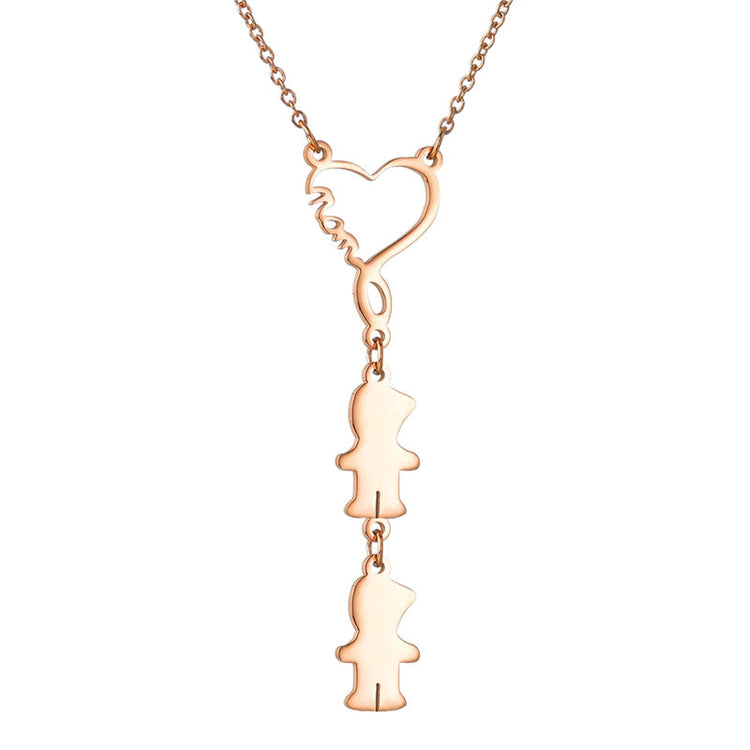 925 Sterling Silver Engravable Mom And Children Pendant Necklace
