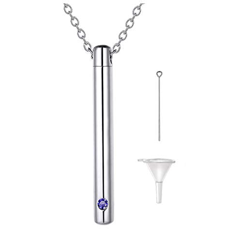 925 Sterling Silver Custom Engraved Cremation Ashes Birthstone Memorial Necklace, Creamation Jewerly Urn For Carry Loved One's Ashes - onlyone