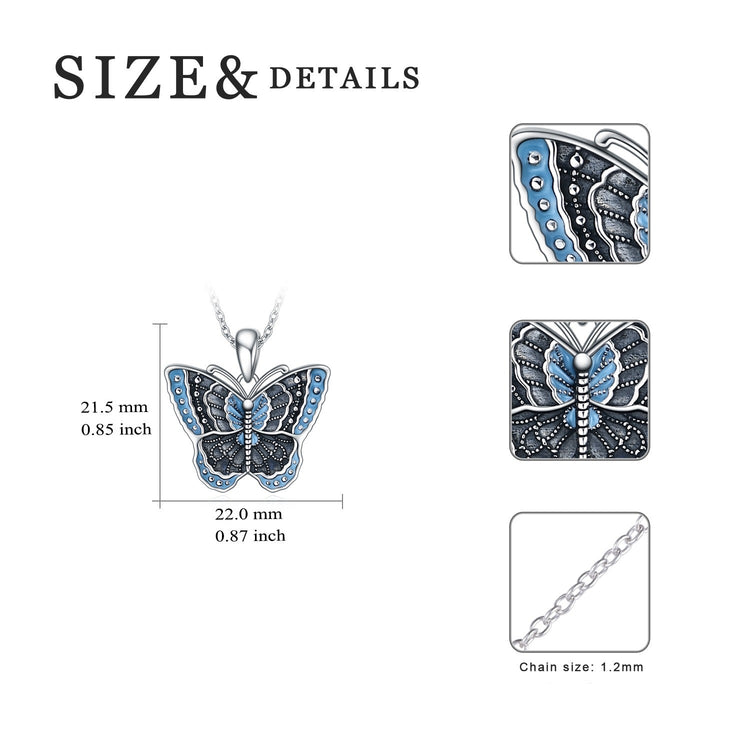 925 Sterling Silver Butterfly Heart Photo Locket Pendant Necklace