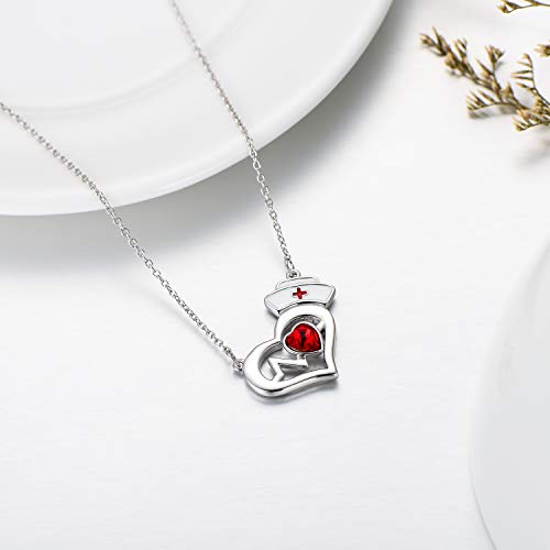 925 Silver White Angel Gift Series: Heart necklace with nurse hat - onlyone