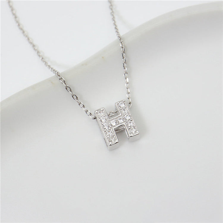 925 Sterling Silver Initial Necklace For Women With Zirconia Vote Necklace