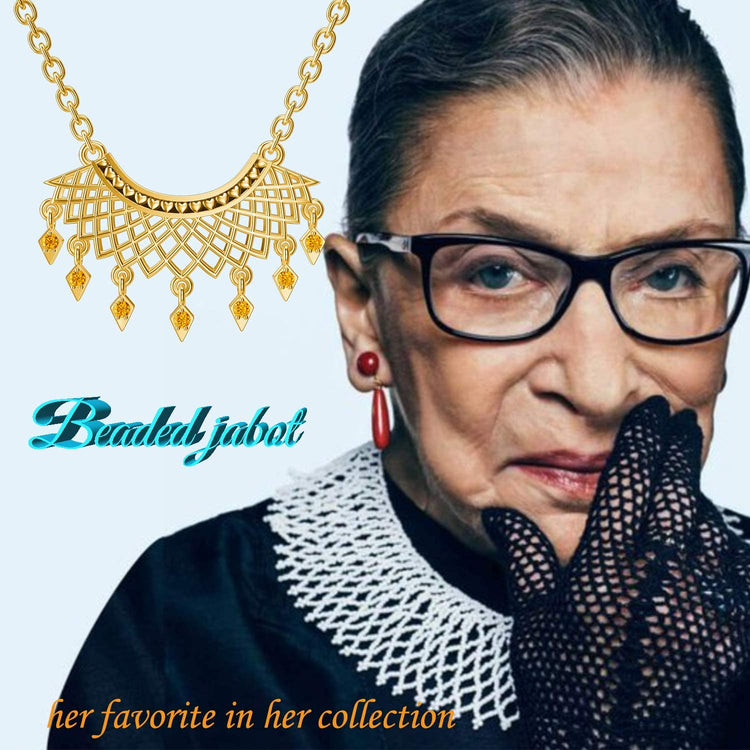 925 Sterling Silver Ruth Bader Ginsburg Dissent Collar Crystal Pendant Necklace