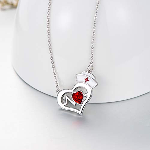 925 Silver White Angel Gift Series: Heart necklace with nurse hat - onlyone