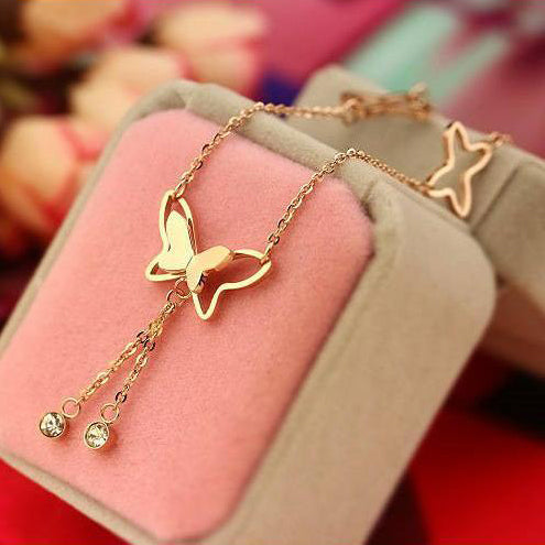 925 Sterling Silver Adjustable Butterfly Foot Bracelet Anklets for Girls - onlyone