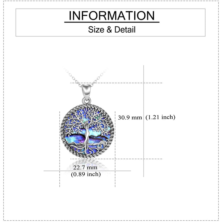 925 Sterling Silver Tree of Life Necklace Abalone Shell Tree of Life Pendant Necklace for Women Jewelry - onlyone