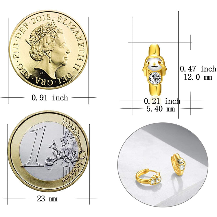 925 Sterling Silver Small Sloth Hoop Earrings - onlyone