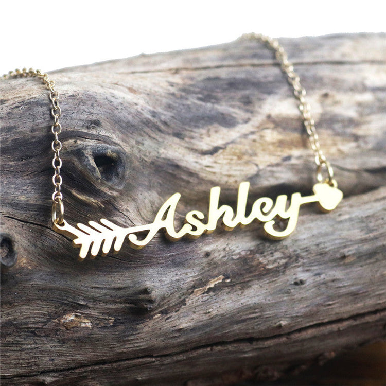 925 Sterling Silver Custom Arrow Ashley Name Pendant Necklace, Nameplated Necklace - onlyone