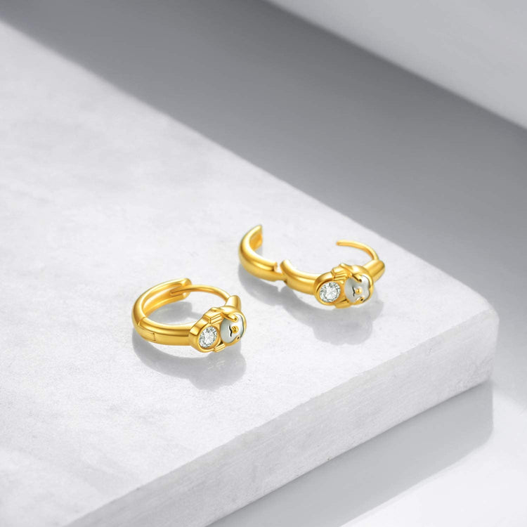 925 Sterling Silver Small Sloth Hoop Earrings - onlyone