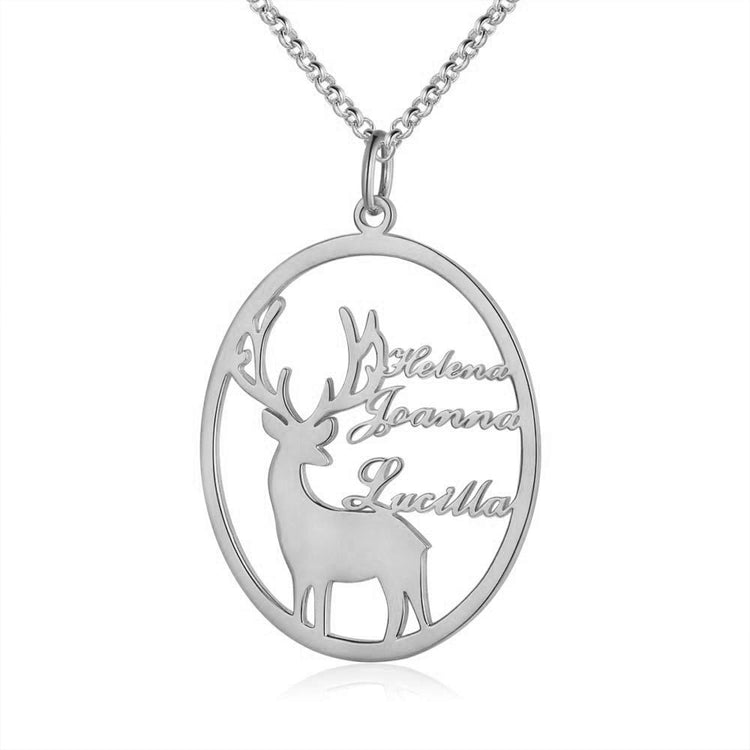 925 Sterling Silver Personalized Reindeer Name Necklace