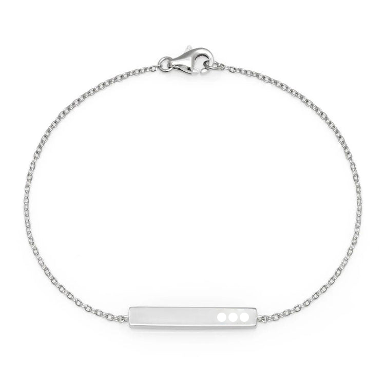 925 Sterling Silver Custom Bar Name Bracelet With Birthstone, Birthday Gift For Her