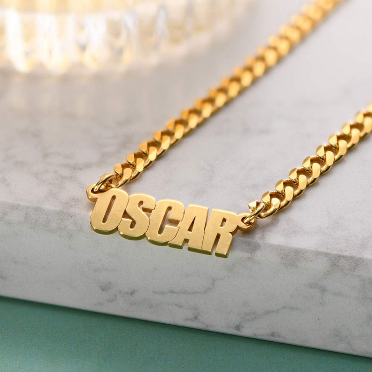 925 Sterling Silver Name Necklace In 3mm Curb Link Chain