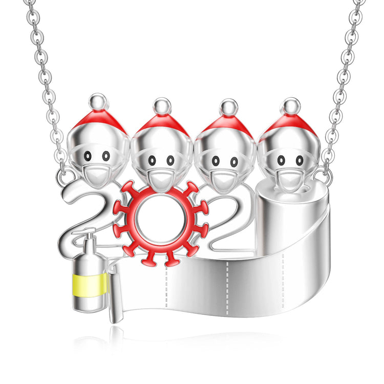 925 Sterling Silver Snowman Family Nameplated Necklace