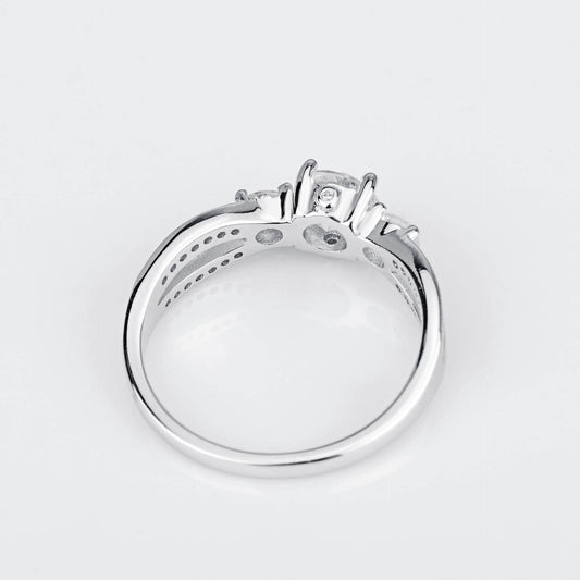 925 Sterling Silver 3 Round Stone Ring Made By Zirconia - onlyone