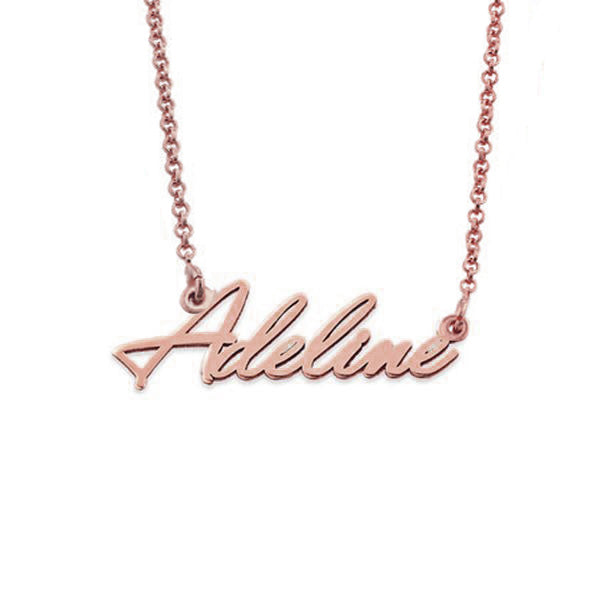 925 Sterling Silver Custom Adeline Name Necklace Nameplate Necklace