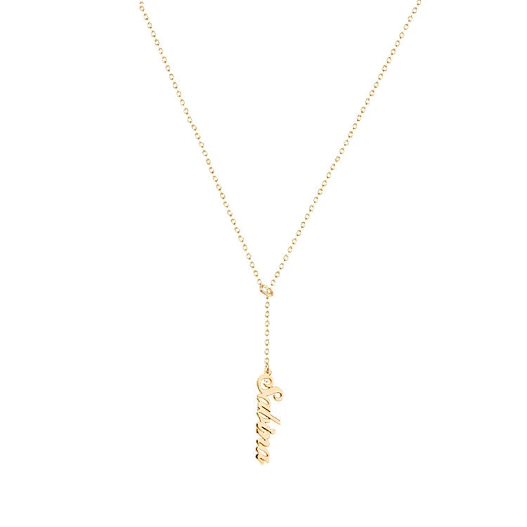 925 Sterling Silber Vertikales Lariat Multi Namen Y Stil Namensschild Halskette