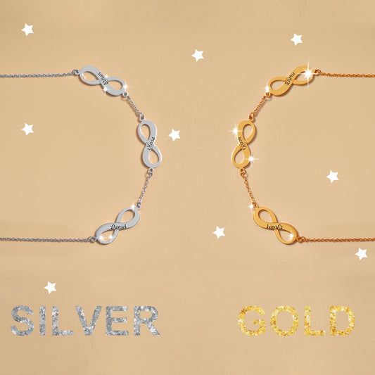 925 Sterling Silber personal isierte mehrere unendliche gravierte Armbänder