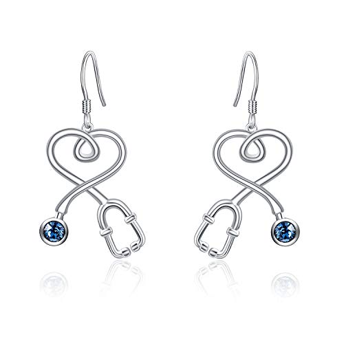 925 Sterling Silver White Angel Stethoscope Heart Stud Earrings Ⅱ - onlyone