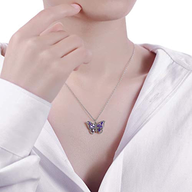 925 Sterling Silver Butterfly Necklace, Butterfly Necklaces For Women Girls - onlyone