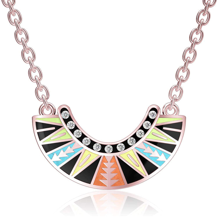 925 Sterling Silver Dissent Collar Pendant Necklace With Crystal