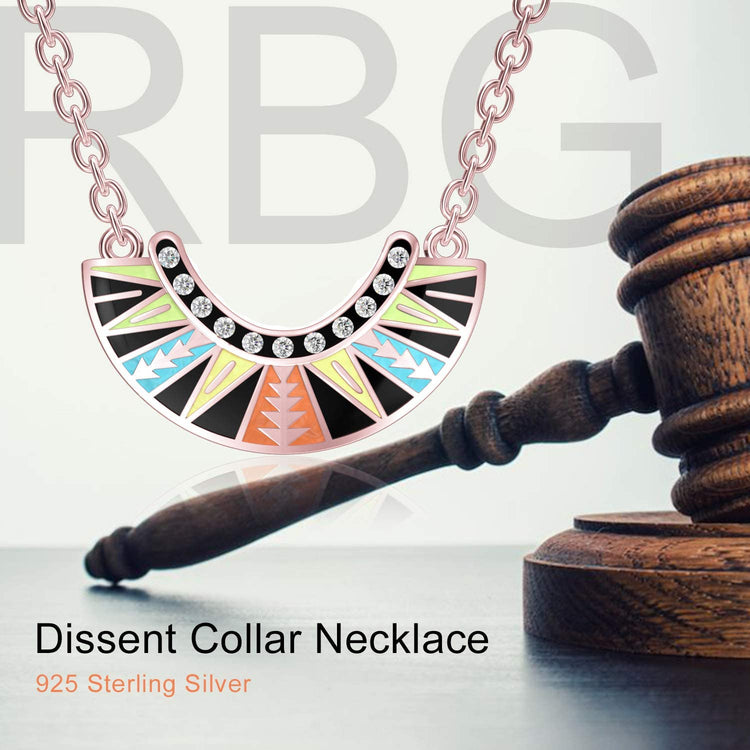 925 Sterling Silver Dissent Collar Pendant Necklace With Crystal