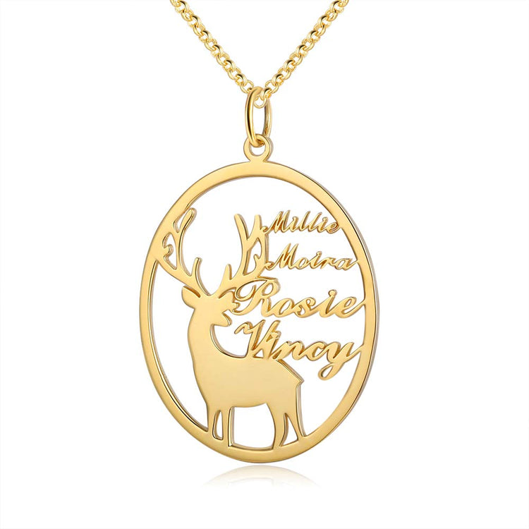 925 Sterling Silver Personalized Reindeer Name Necklace