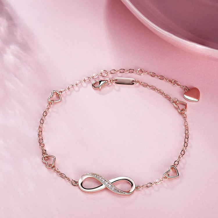 925 Sterling Silver Infinity Adjustable Anklet Bracelet - onlyone