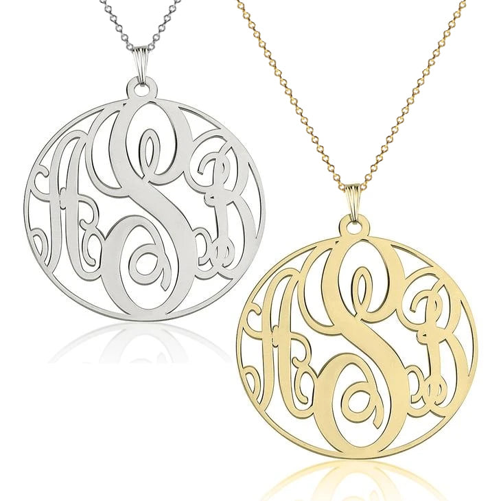 925 Sterling Silber Anfangs monogramm Halskette