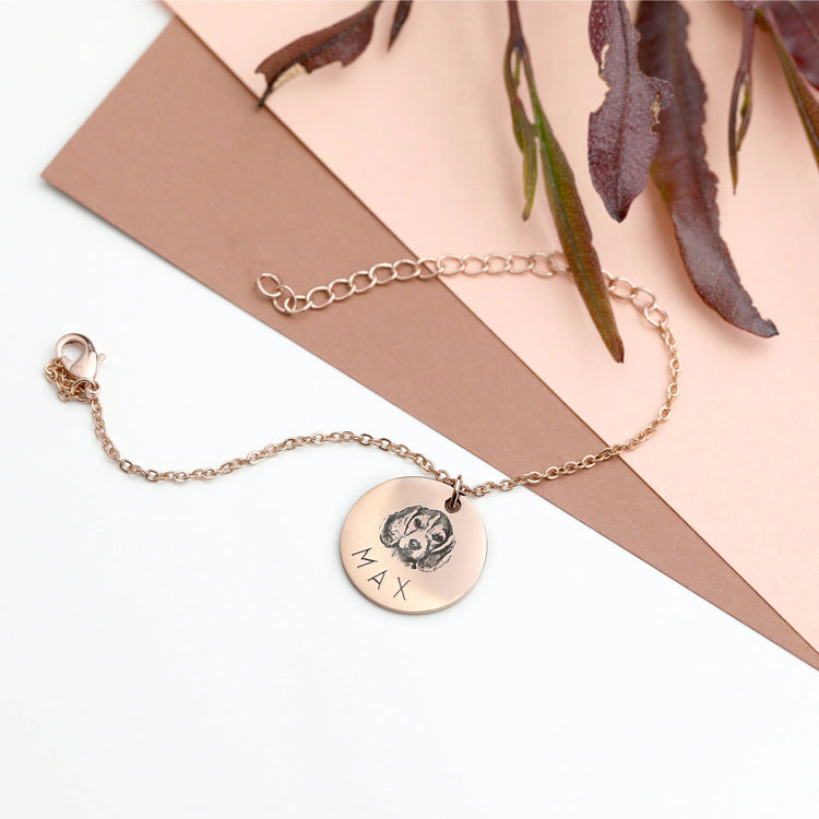 925 Sterling Silver Custom Pet Portrait Bracelet, Gift For Pet Lover - onlyone