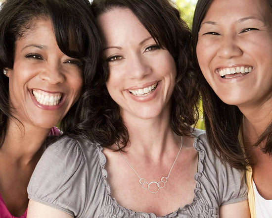 925 Sterling Silver 50th Birthday Gift For Mom / Grandmother Generations Chain Necklace Interlocking Ring Necklace - onlyone