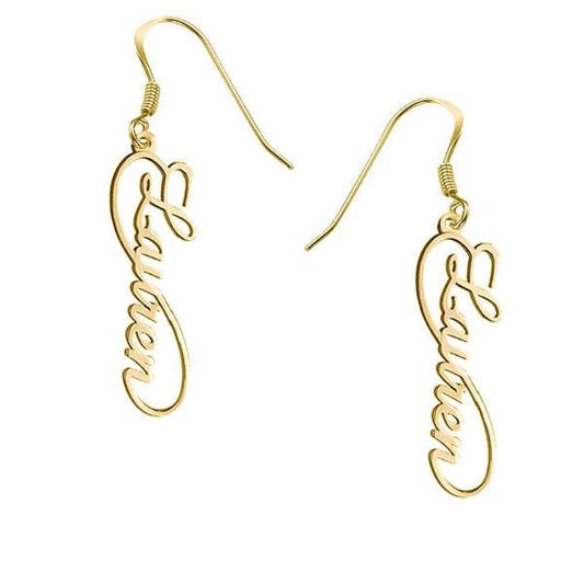 10K/14K Gold Personalized Infinity Drop Name Earrings - onlyone