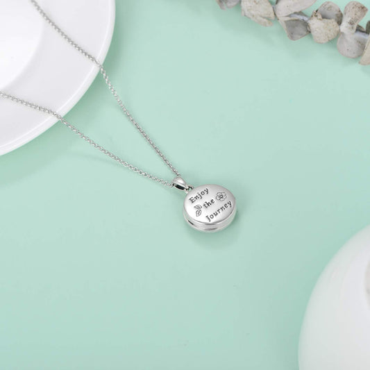 925 Sterling Silver Compass Photo Locket Necklace Graduation Gifts