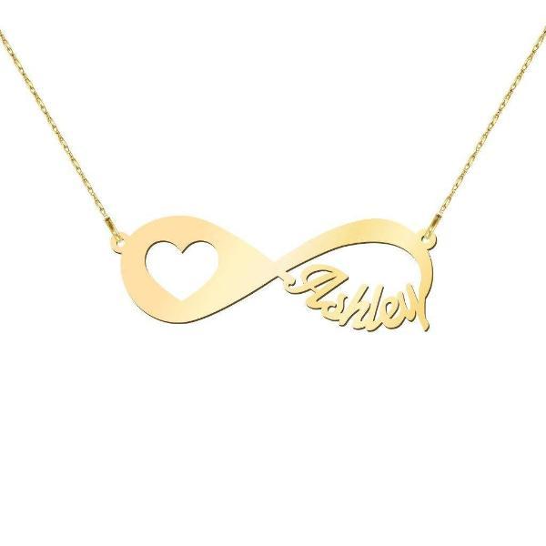 925 Sterling Silver Infinity Heart Name Necklace Nameplate Necklace - onlyone