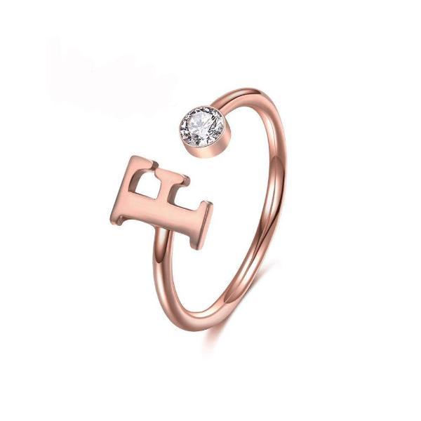 925 Sterling Silver Personalized Uppercase Letter Name Ring Nameplate Ring Birthstone Ring - onlyone