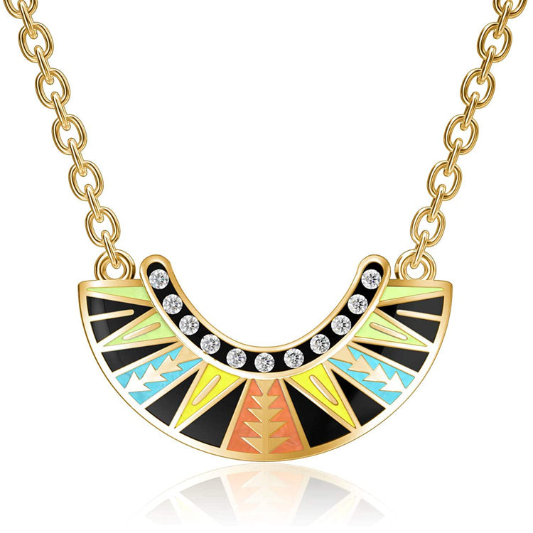 925 Sterling Silver Dissent Collar Pendant Necklace With Crystal