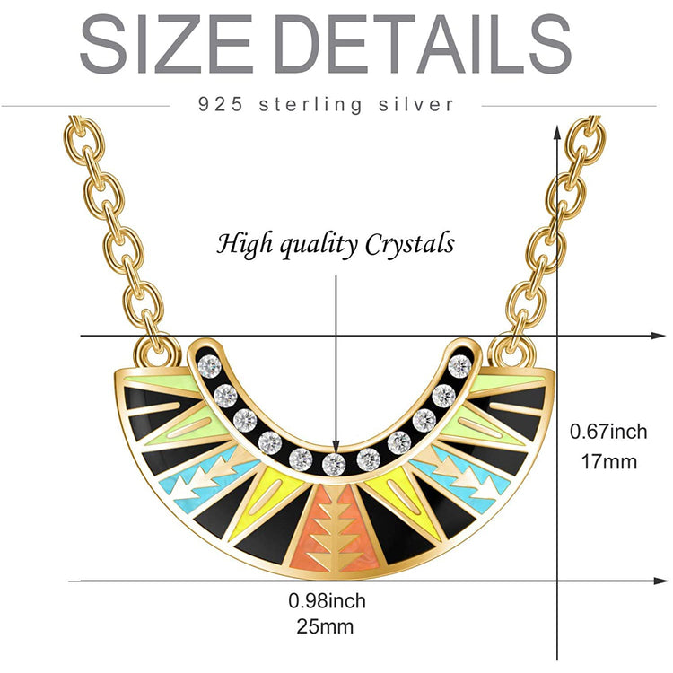 925 Sterling Silver Dissent Collar Pendant Necklace With Crystal