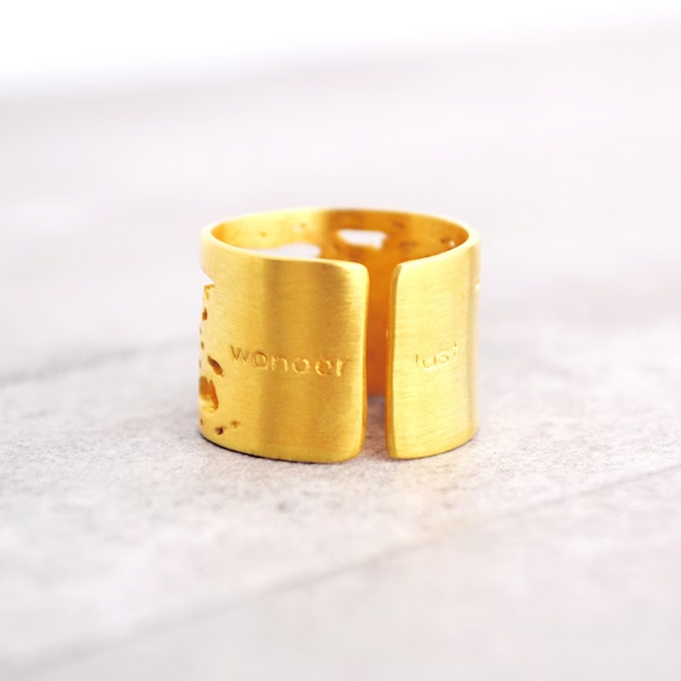 925 Sterling Silver Gold Travel Ring World Map Ring Gift for Teens Graduation