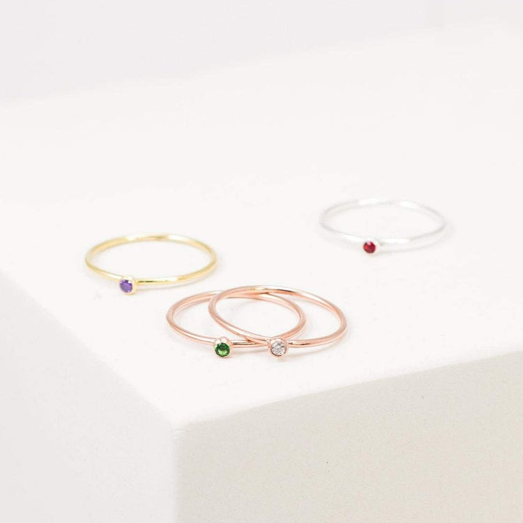 925 Sterling Silver Single Birthstone Ring