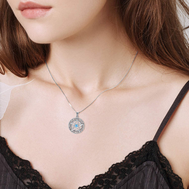 925 Sterling Silver Pentagram Celtic Necklace