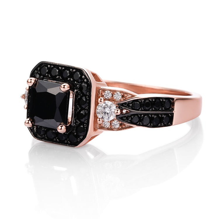 925 Sterling Silver Halo Princess Cut Sterling Silver Ring