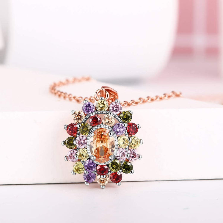 925 Sterling Silver Cubic Zirconia Multi Colored Stone Rings/Necklace/Earrings