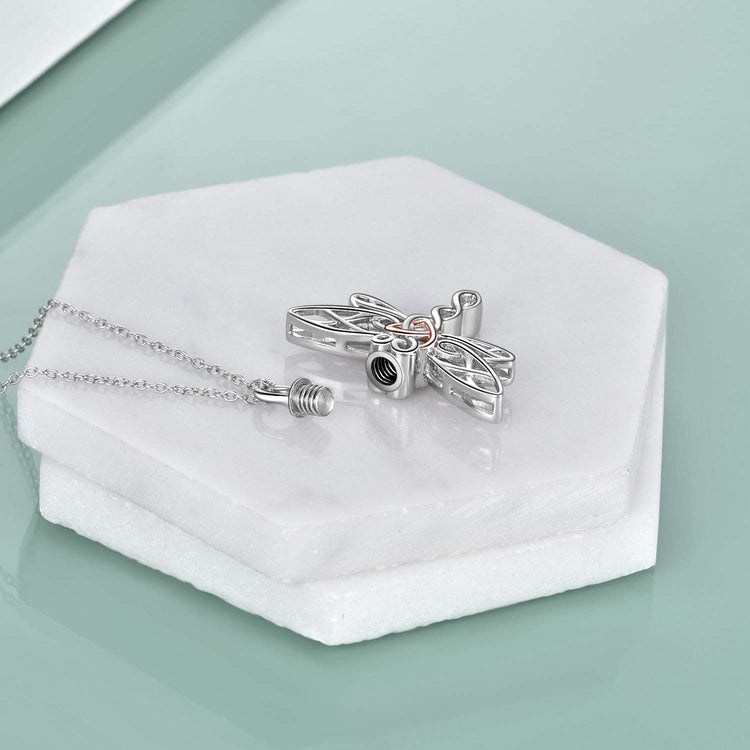 925 Sterling Silver Drongfly Urn Necklace For Ashes, Cremation Jewelry for Ashes