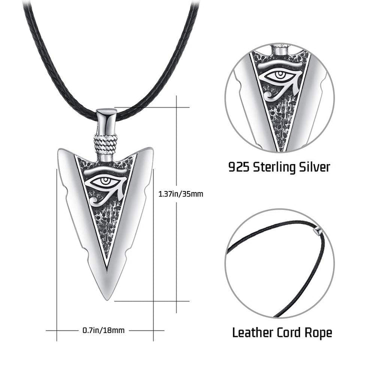 925 Sterling Silver Eye of Horus Arrowhead Necklace
