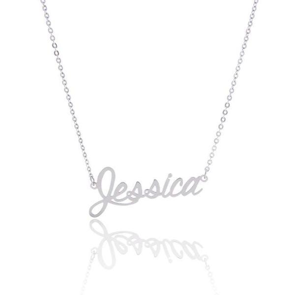 925 Sterling Silver "Jessica" Style Custom Name Necklace Nameplate Necklace - onlyone