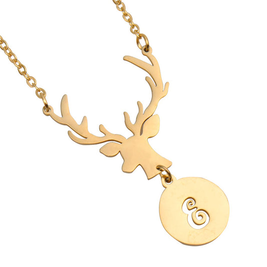 925 Sterling Silver Deer Antler Initial Monogram Name Necklace