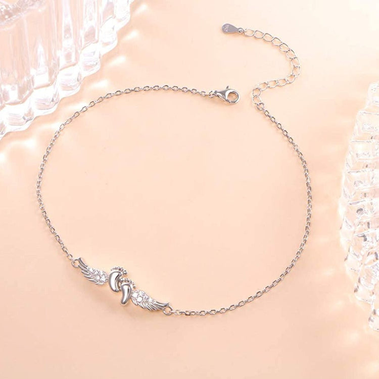 925 Sterling Silver Angel Wings Fashion Anklet Gift Anklet - onlyone
