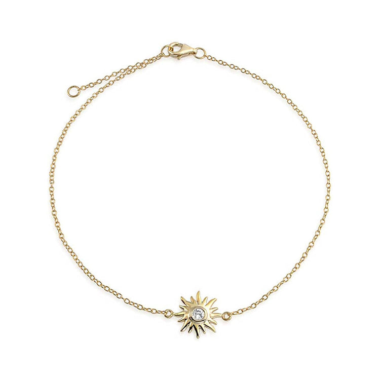 925 Sterling Silver Sunflower Summer Style Anklet