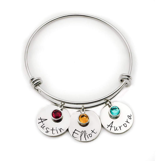 925 Sterling Silver Personalized Name Bracelet With Birthstone