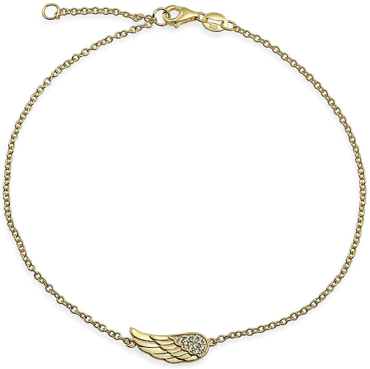 925 Sterling Silver Angel Wings Guardian Fashion Adjustable Anklets - onlyone