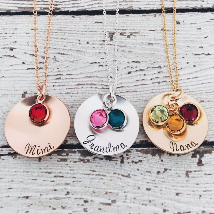 925 Sterling Silver Personalized Coin Necklace With Birthstone