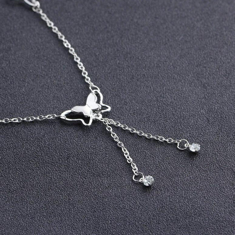 925 Sterling Silver Adjustable Butterfly Foot Bracelet Anklets for Girls - onlyone